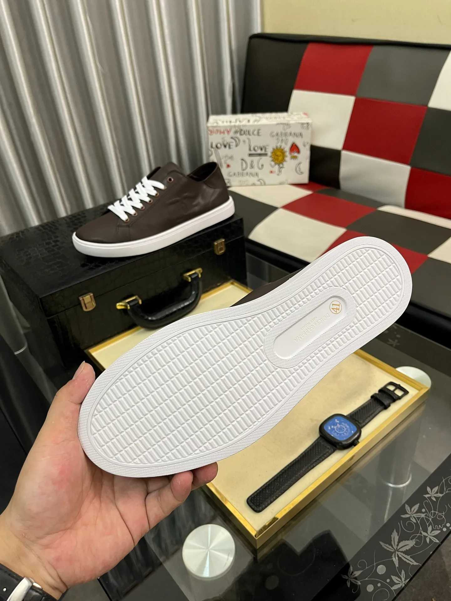 Men's shoes 💰400⌚️⌚️New DG Dolce & Gabbana high-end couple's sports and casual shoes, imported cowhide, multiple material splicing design➕Imported cowhide lining, cowhide foot pads➕Original TPR elastic outsole. Size: 38-46